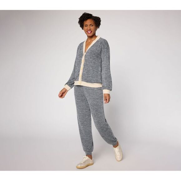 Muk Luks Other - Muk Luks Women's Sleepwear Sz XS Brushed Sweater Button-Up Lounge Black A708700